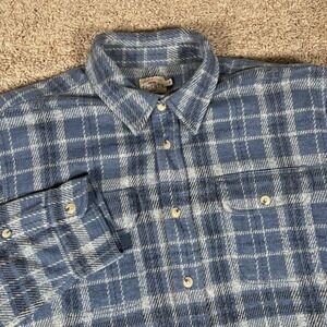Faherty Legends Sweater Shirt Men's Blue Flannel Long Sleeve Size L
